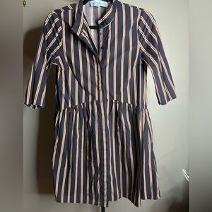 Tuckernuck Striped Navy and Gold/Tan Dress